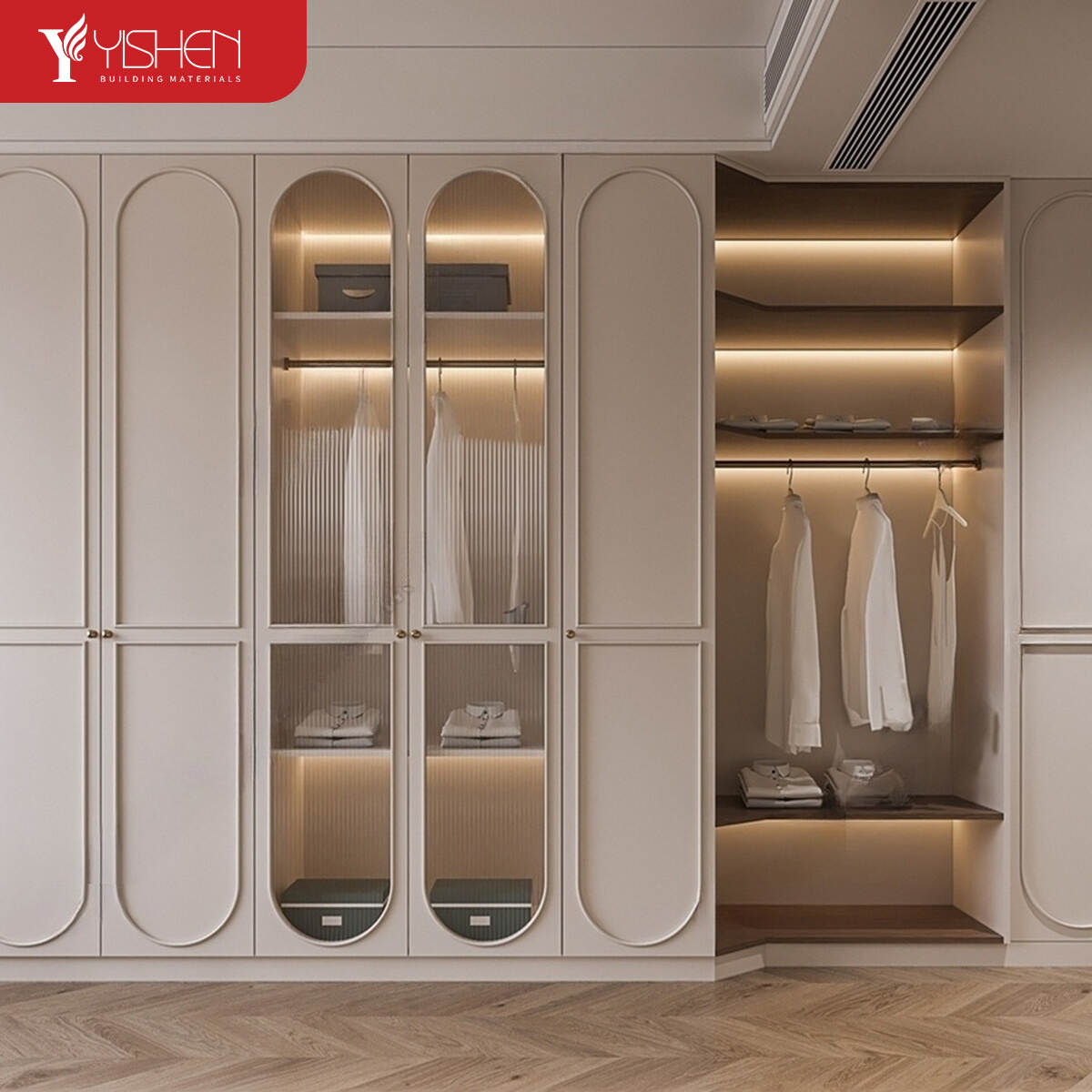 Custom size bedroom wooden wardrobe