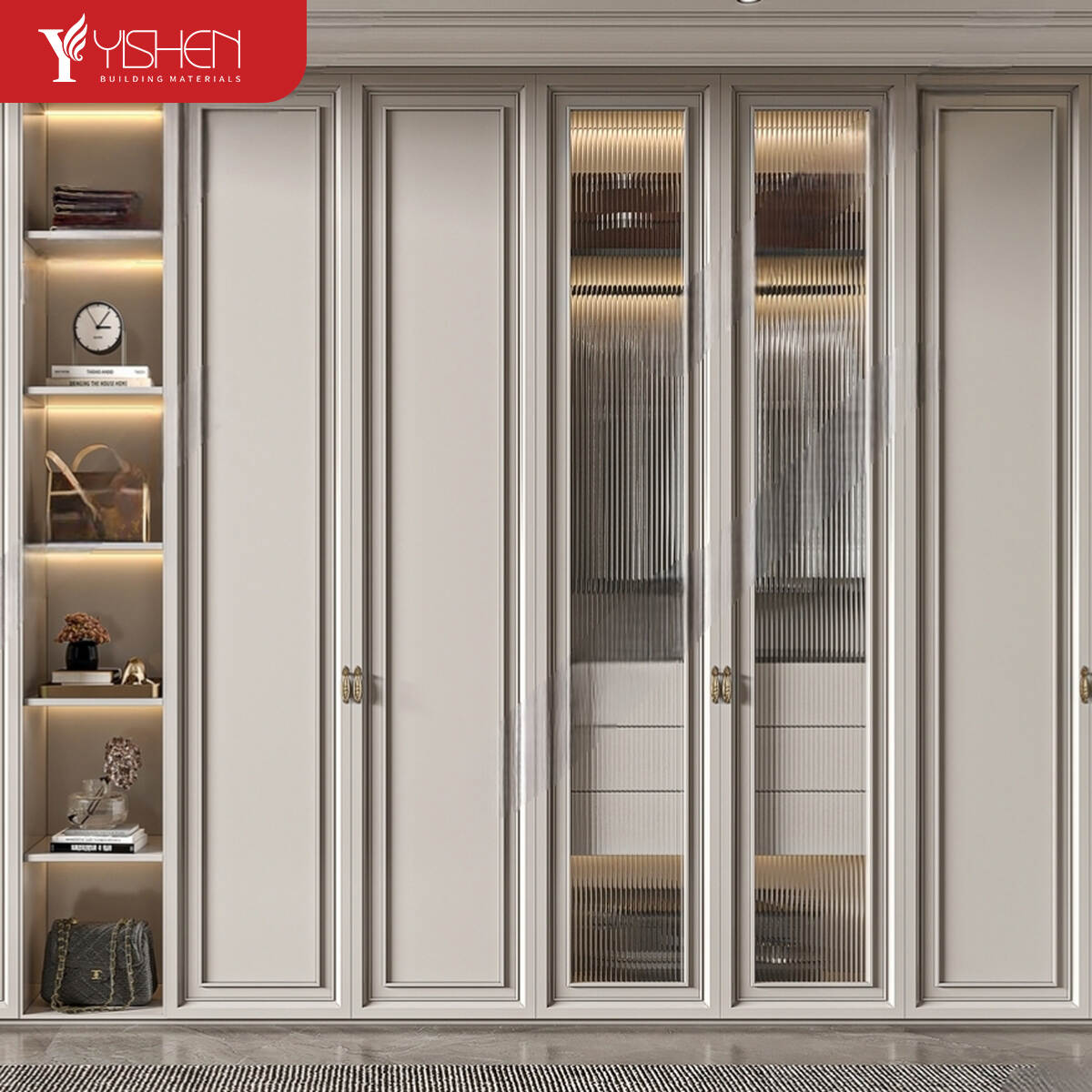 Aluminum frame glass wardrobe