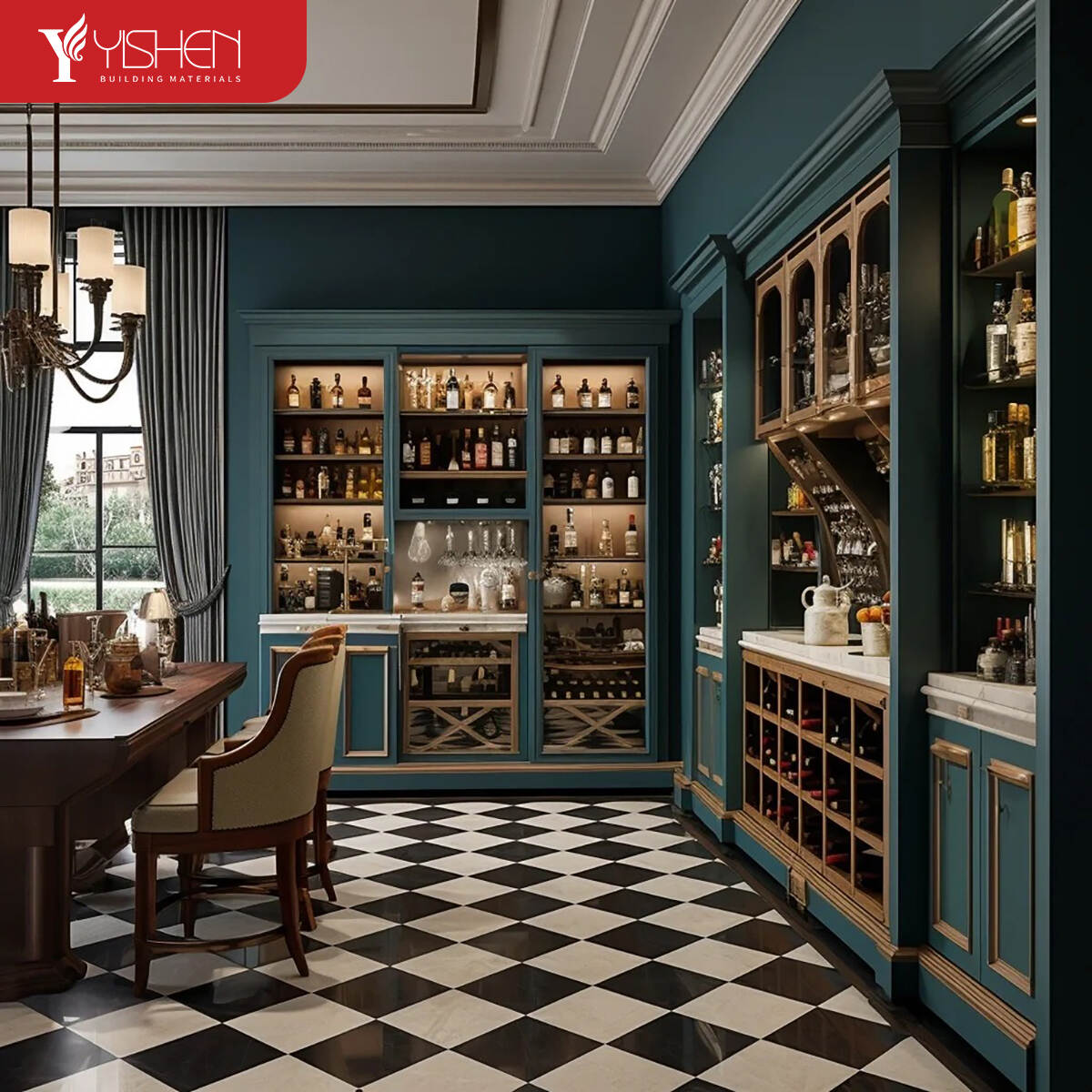 wine cabinet with glass holder