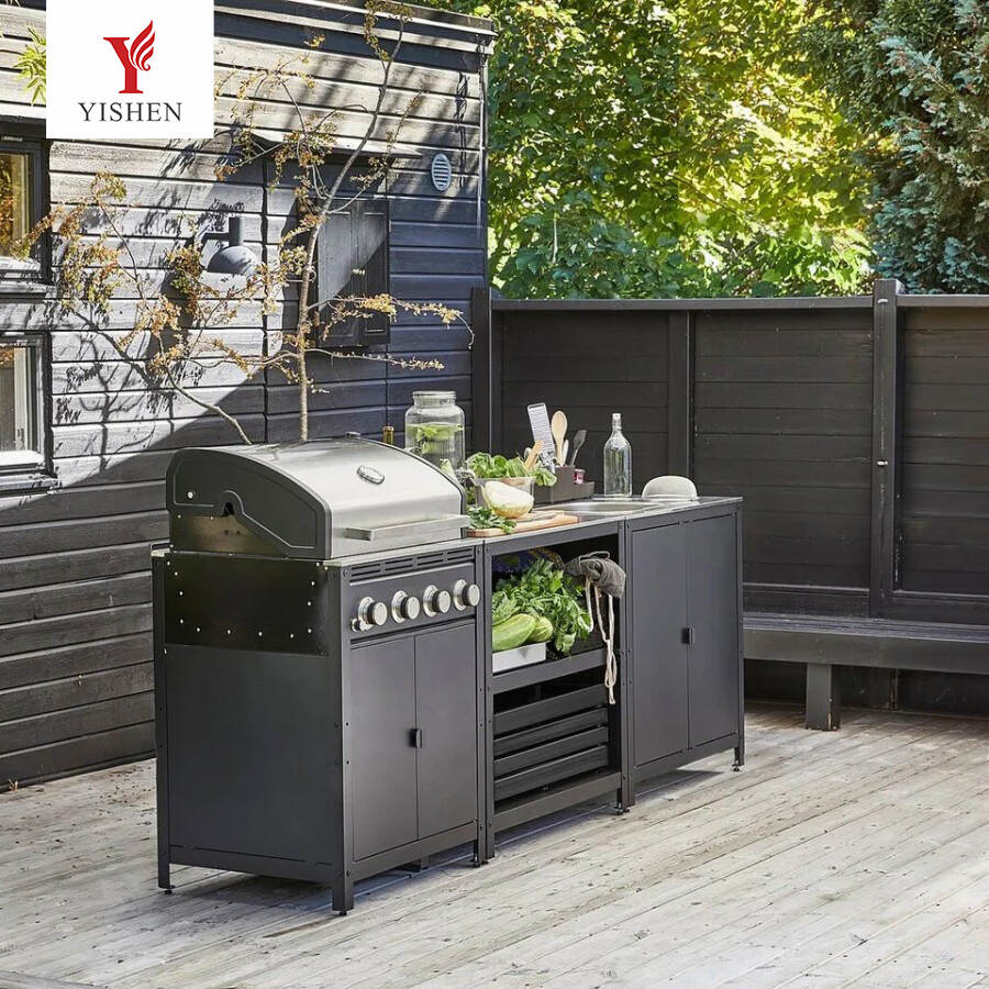 mobile BBQ outdoor kitchen cabinet