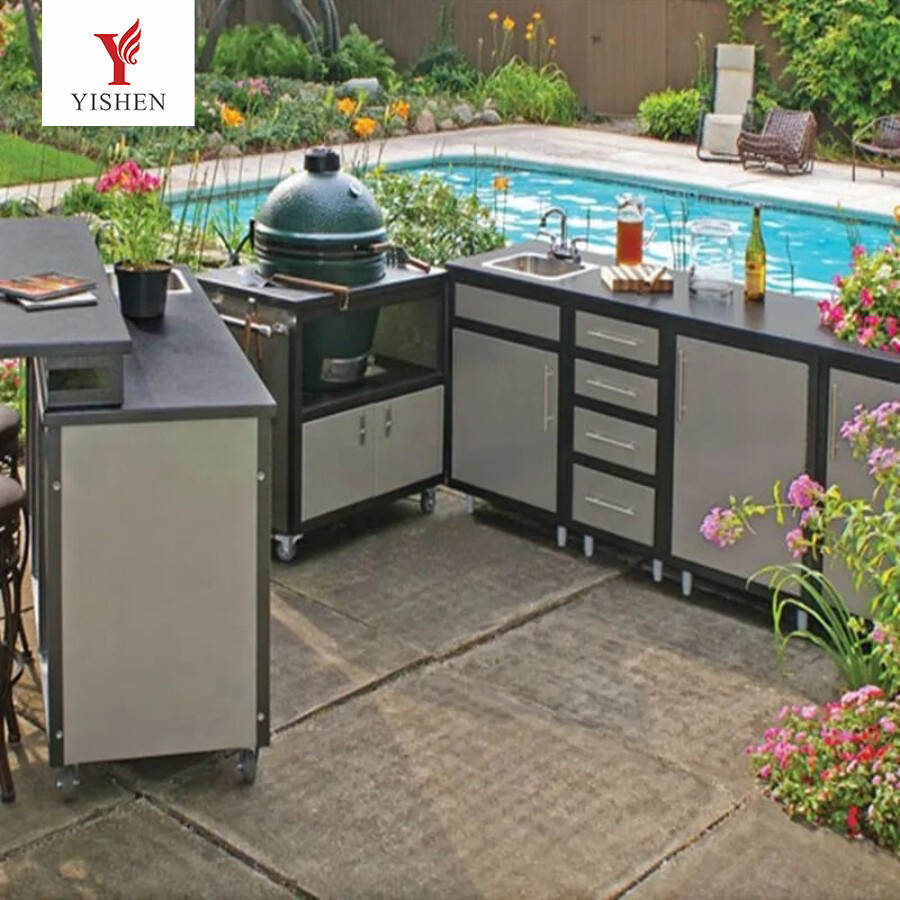 residential BBQ grill itchen cabinet