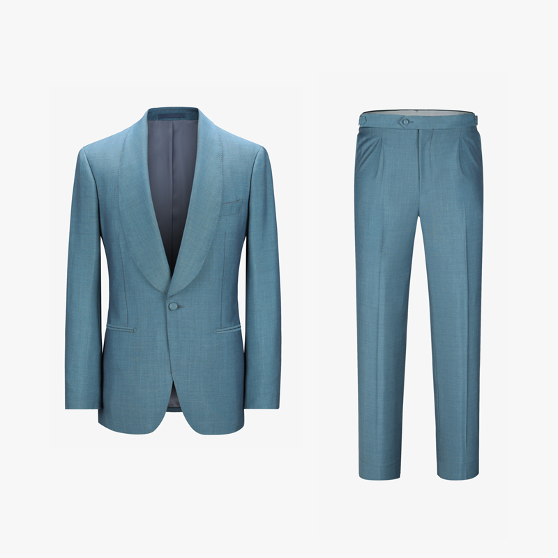 Men's Blue Plain Half Canvas Dinner Suit