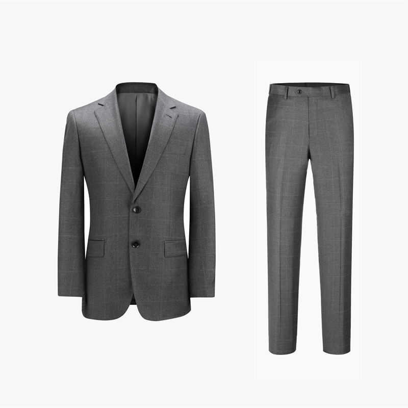 Men's Dark Grey Check Half Canvas Suit