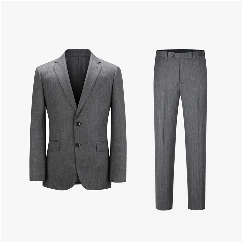 Men's Grey Stripe Half Canvas Suit