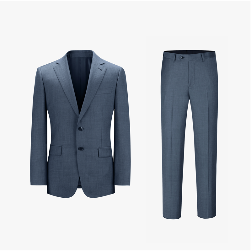 Men's Blue Plain Half Canvas Suit