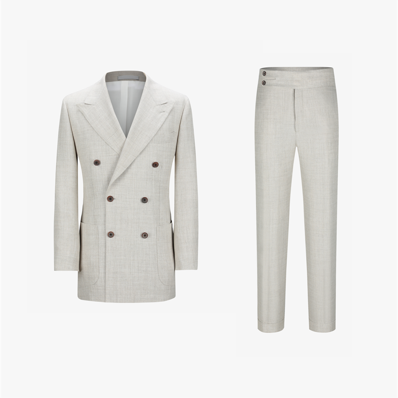 Men's Beige Plain Half Canvas Suit