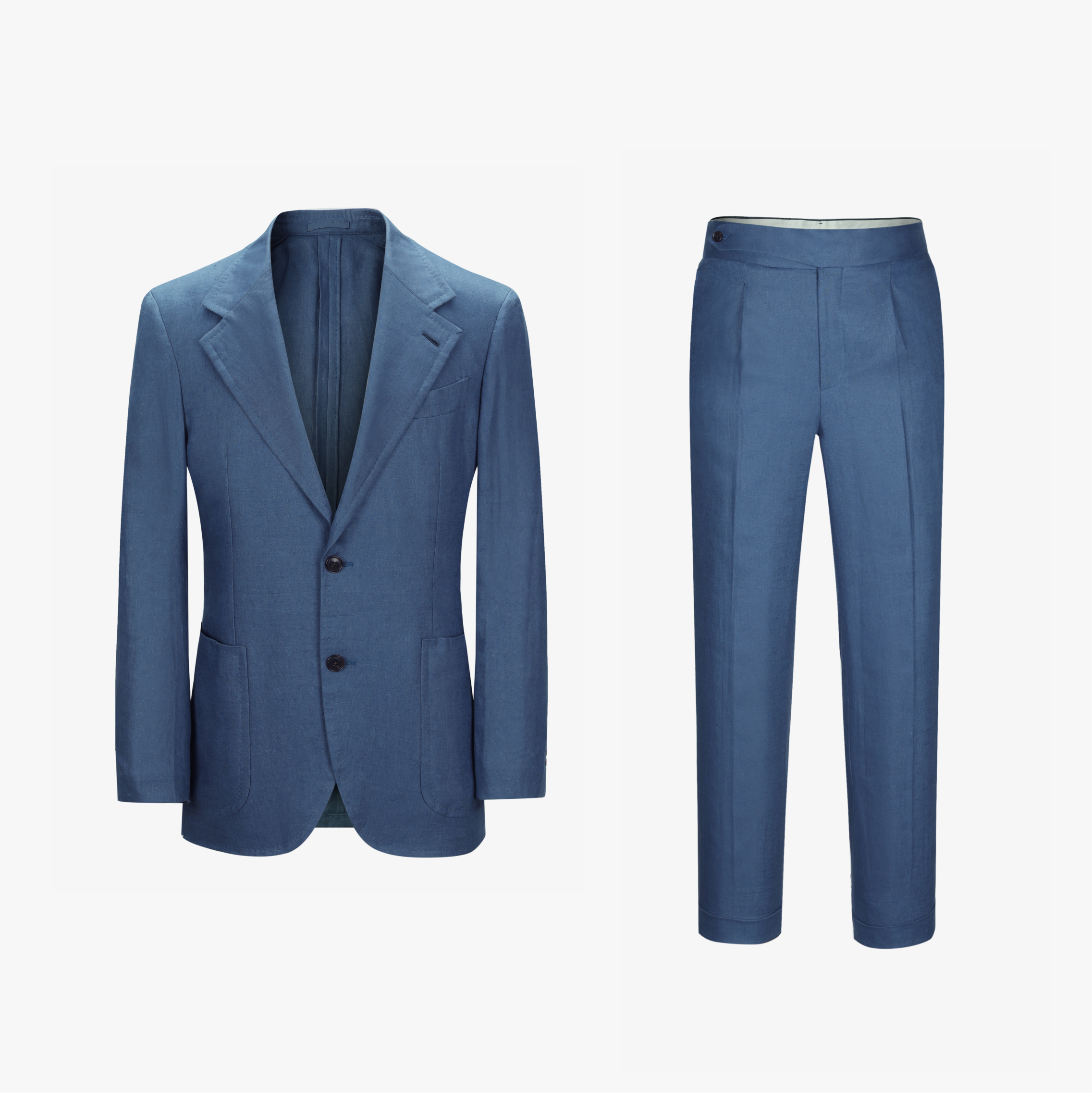 Men's Custom Blue Plain Half Canvas Suit