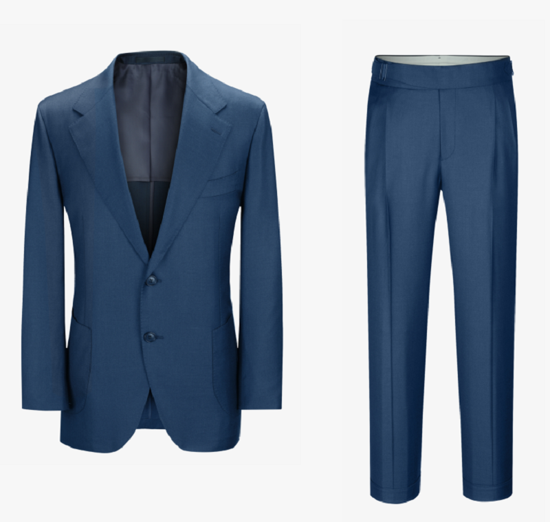 Men's Dark Blue Solid Half Canvas Suit