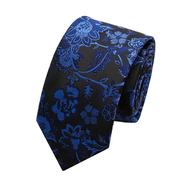 Men's Navy Blue Base Adorned With Delicate Floral Patterns Tie