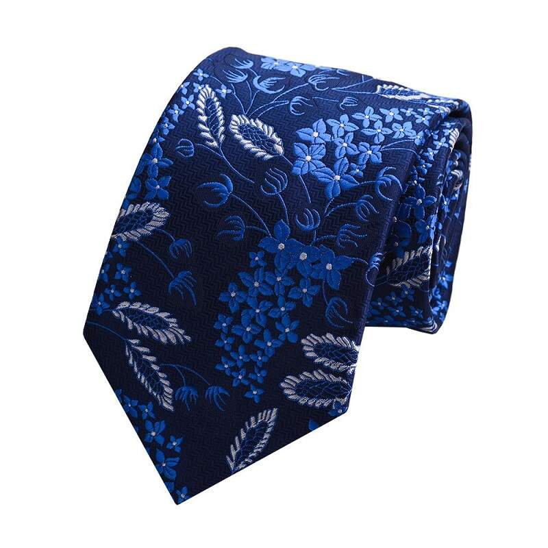 Men's Featuring A Deep Blue Hue Adorned With Intricate Floral Patterns Tie