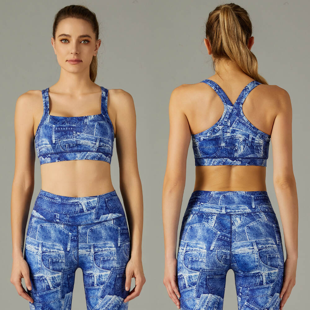 Printed Yoga Wear Set Sports Bra High Waist Leggings Custom Logo