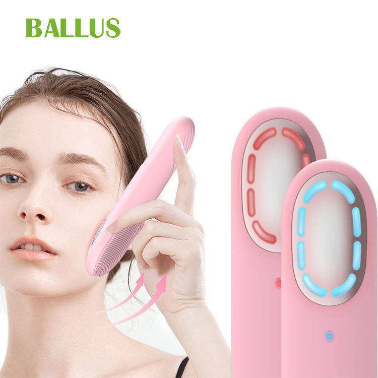 Rechargeable Double Side Customized Logo Factory Price Waterproof Ipx7 With Hold And Heat Massage Silicone Face Cleansing Brush