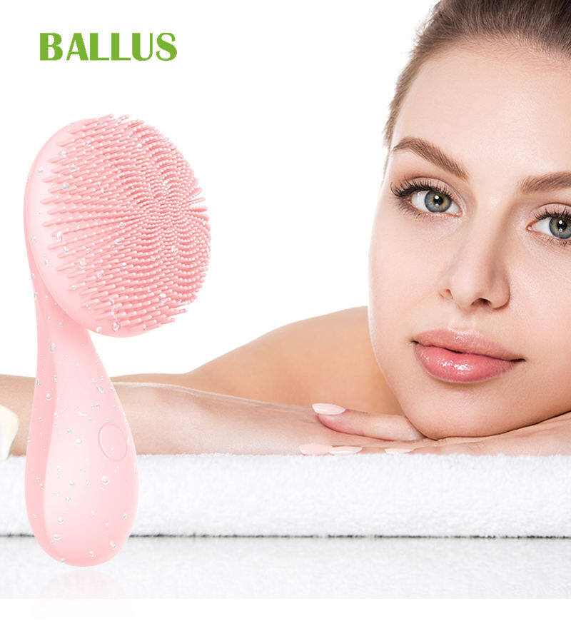 BALLUS Ultrasonic Wave Massage Facial Cleansing Brush Silicone Face Washing Brush Silicone Face Exfoliate Brush