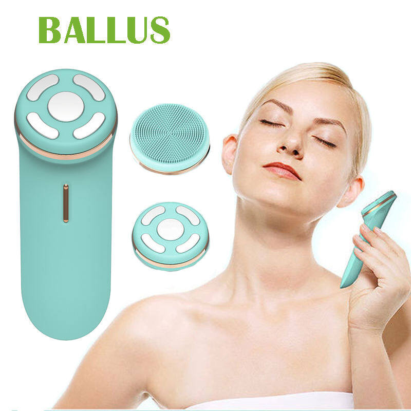2 in 1 Home Use RF Beauty Instrument Skin-friendly Multifunctional Silicone Mini Silicone Vibration Facial Cleaning Brush