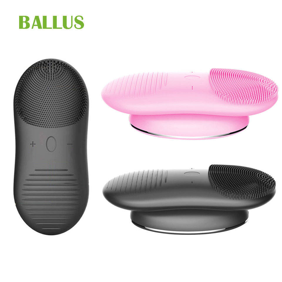 Popular Exfoliators Ultrasonic customized LOGO Factory Price Waterproof Ipx7 Rechargeable Massage Silicone Face Cleansing Brush