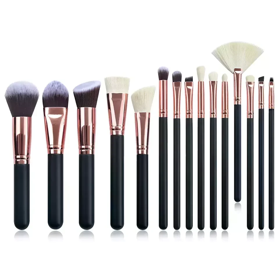 Wholesale High Quality 15pcs Professional Makeup Brushes For Powder Foundation Contour Brush Accept Private Label