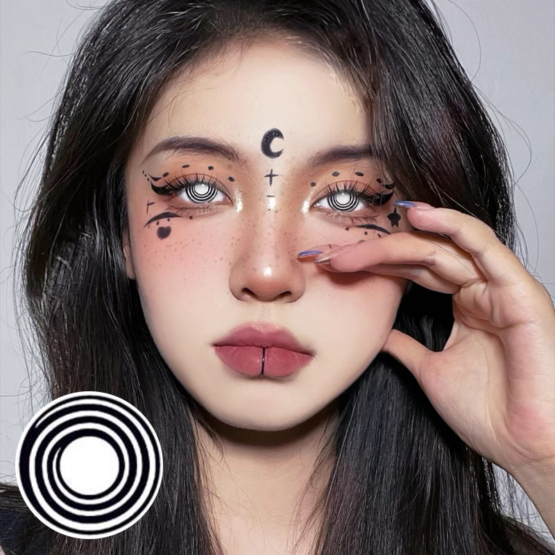 Black and white circle cosplay contact lens