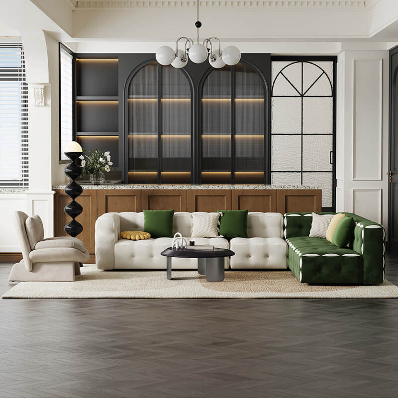 Modern Style Design Sense Simple Fabric Modern Wooden Sofa set