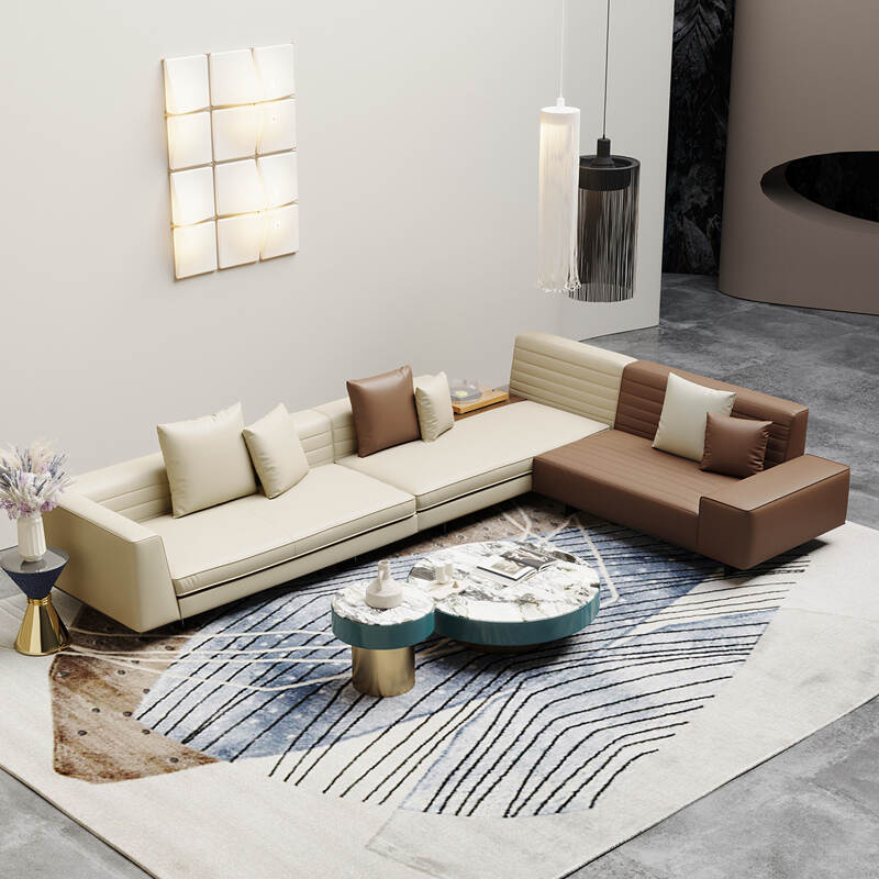 Genuine Leather Modern Italian Design Luxury L shape soft Sofa Set