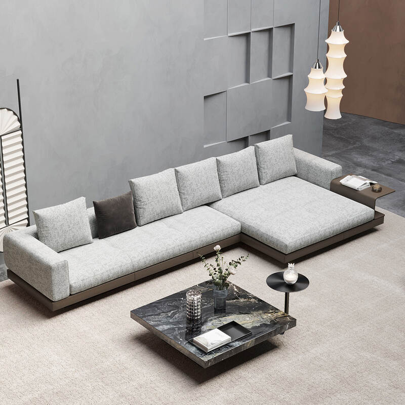 Fancy luxury L shape sectional fabric sofa set