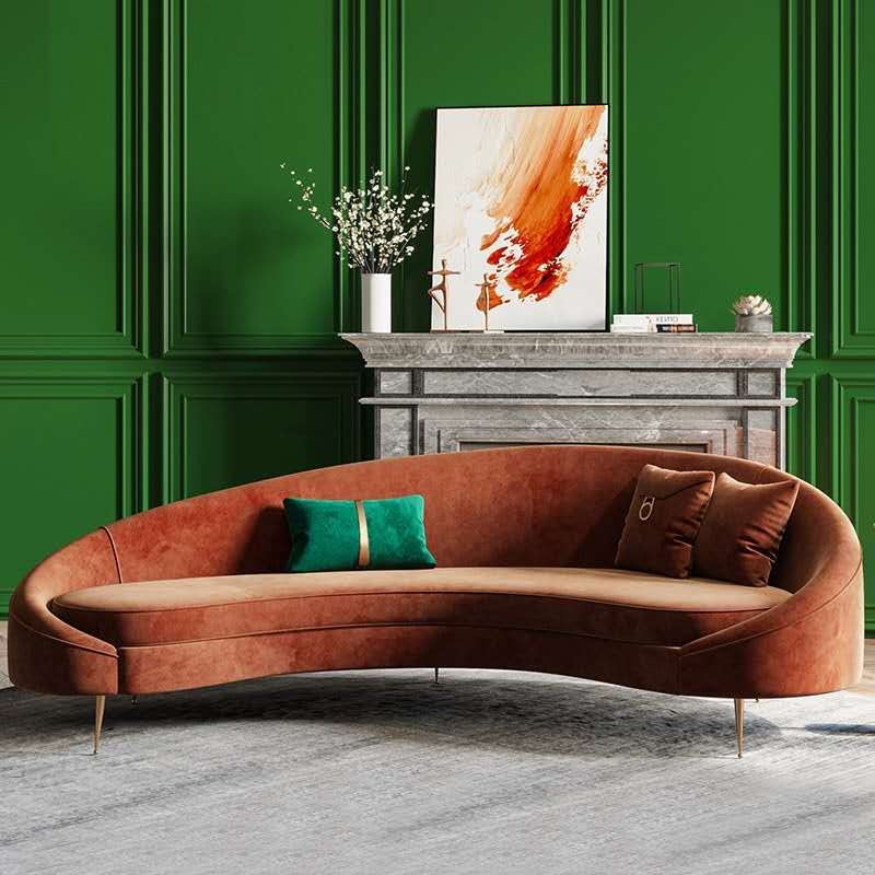 Luxury velvet fabrics sofa C shape lounge sofa