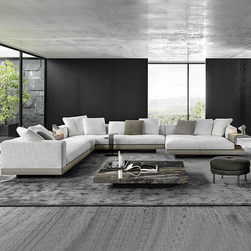 the latest Luxury design of linen and leather sofa set