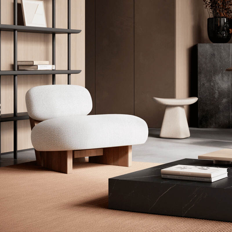 Modern simple style customization living room teddy fabric solid wood leisure chair