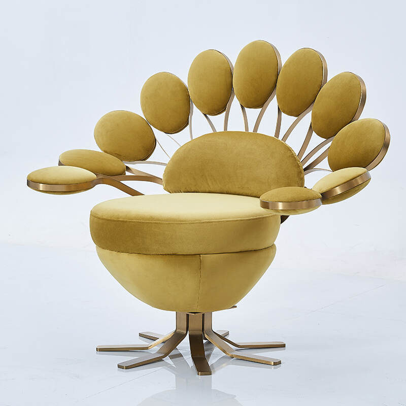 Italian Luxury Living Room small fabric Peafowl Shape Animal armchair