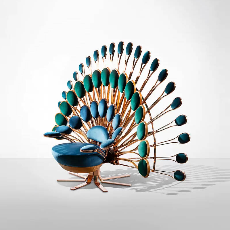 European Style Living Room Leisure Chair Company, Peafowl Shape Animal Chair Exporter