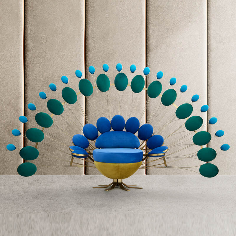 Luxury Upholstery Unique design European style Living Room Leisure chair Peafowl Shape Animal Chair