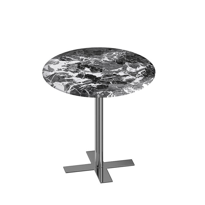 Stainless steel small customized round black marble coffee table