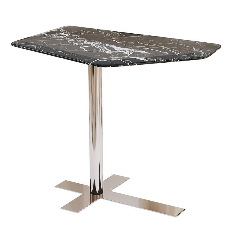 Unique irregular shape top stainless steel base side table