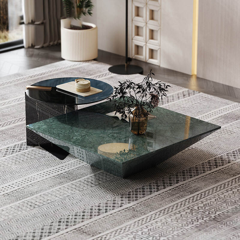 hotel furniture lobby center low table green marble cream coffee table living room