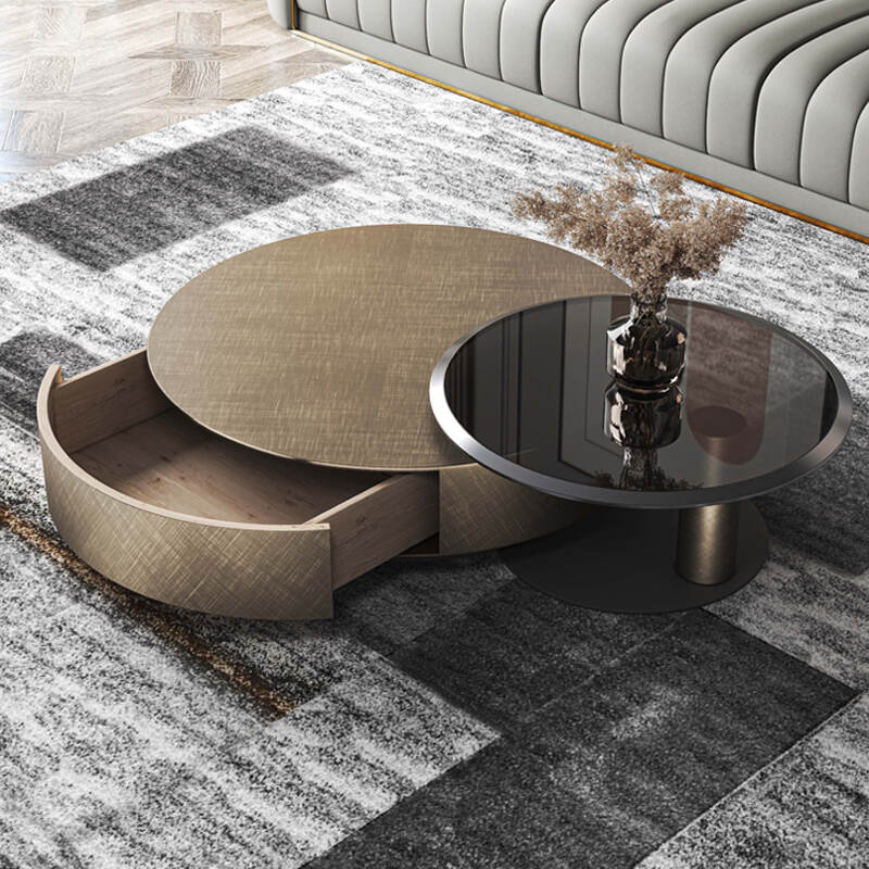 Modern light luxury design marble metal coffee table