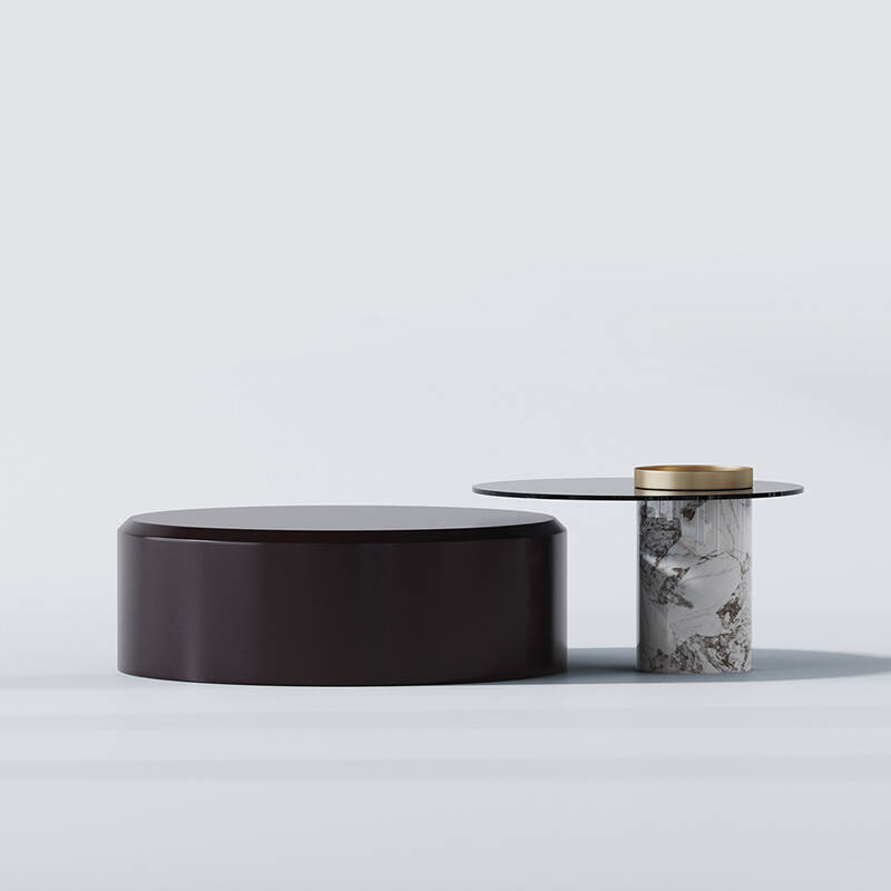 Minimalist Round Combination Living Room Home  Modern Style Glass Coffee Table
