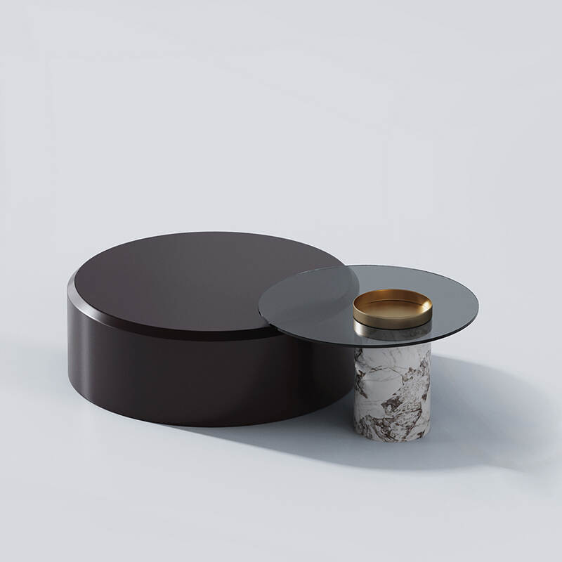 Minimalist Round Combination Living Room Home  Modern Style Glass Coffee Table