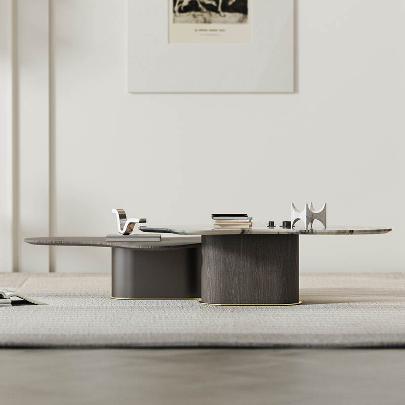 Exclusive Modern Living Room Furniture Set marble and wood Coffee Table