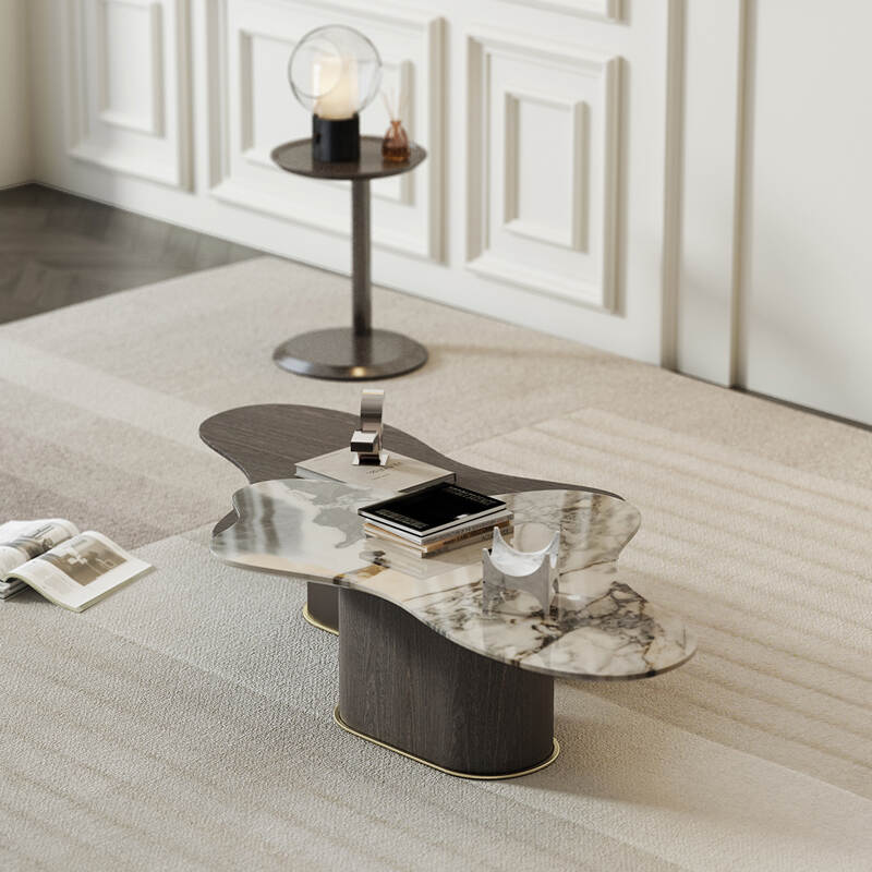 Exclusive Modern Living Room Furniture Set marble and wood Coffee Table