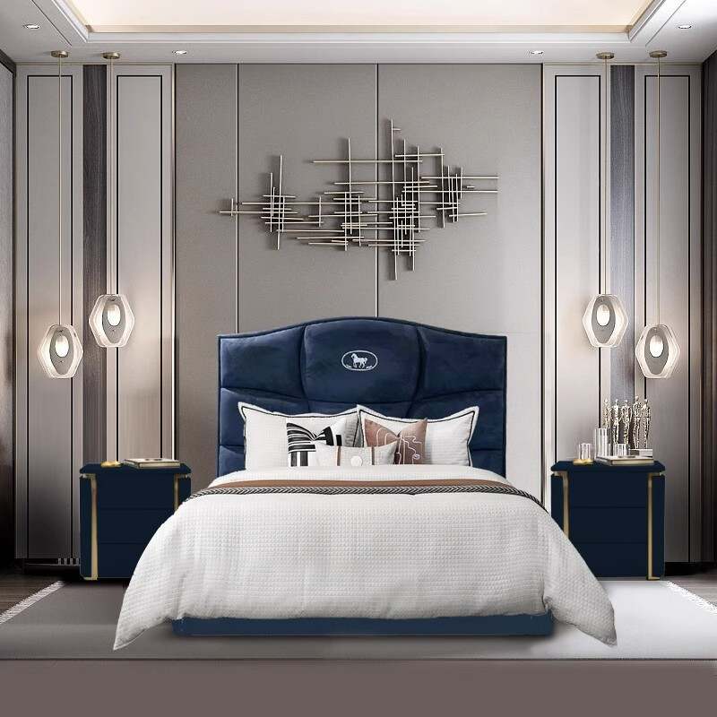 Luxury Velvet Upholstered King Size Bed
