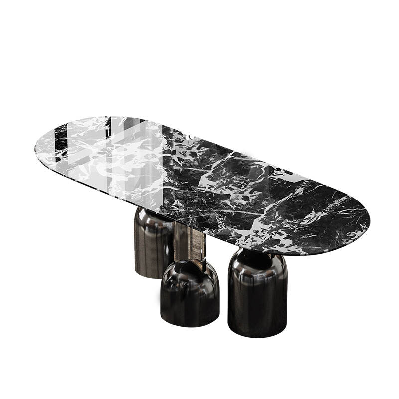 Luxury stainless steel marble top dining table