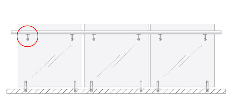 soportes de montaje de balaustrada de vidrio, soportes de pasamanos montados en vidrio