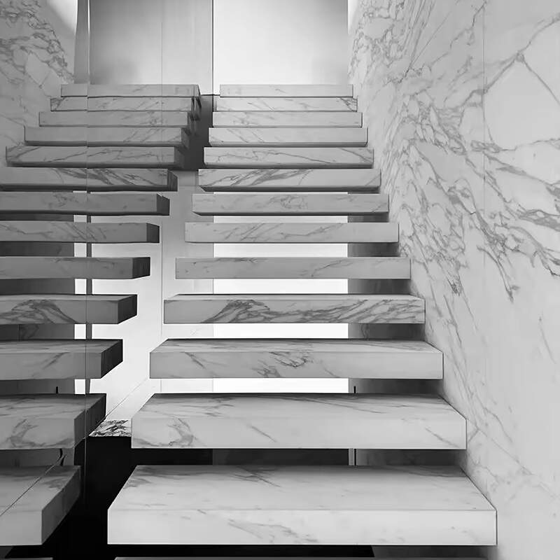 Natural Marble Granite Floating Stairs