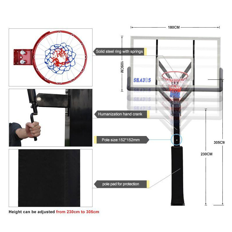 Adjustable In-ground Outdoor Basketball Hoop Stand, adjustable in-ground basketball hoop, in ground adjustable basketball hoops