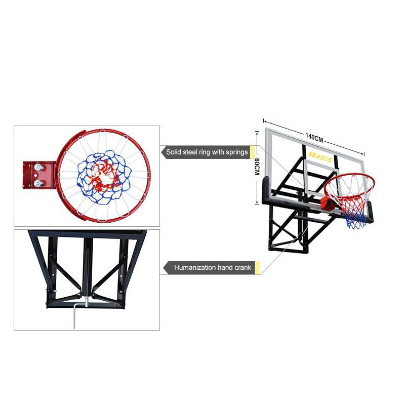 Outdoor Wall Mounted Adjustable Basketball Hoop