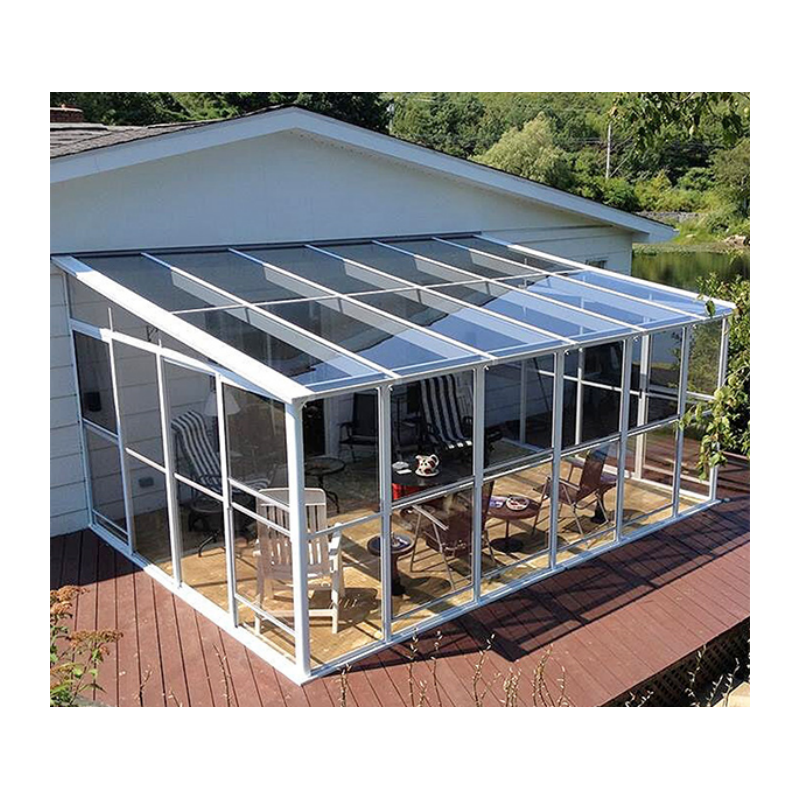 Aluminum Double Tempered Glass Sunroom, Double Tempered Glass Sunroom, Flat Roof Aluminum Balcony Garden House, Aluminum Flat Roof Glass Sunroom