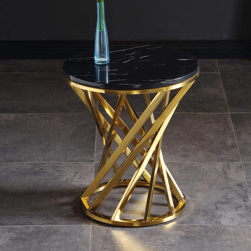 Metal pedestal side table luxury marmol maliit na bahagi ng mesa ng sala ng art springlegroupfurniture