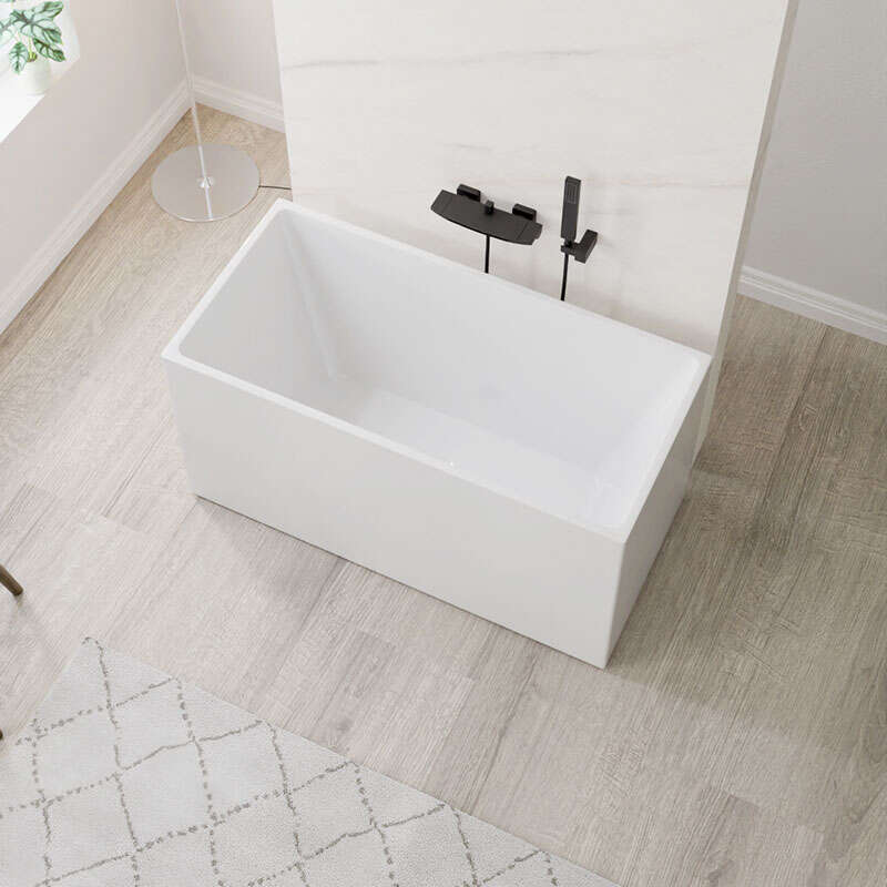 Acrylic freestanding Bright - white For small - sized homes Faucet - equipped bathtub Model