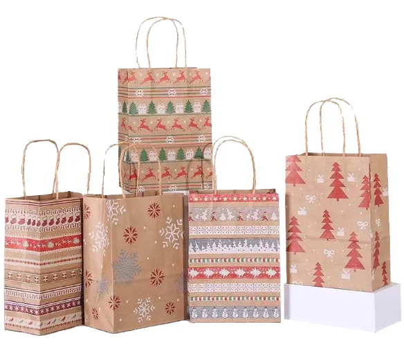 custom medium natural kraft paper shopping bags