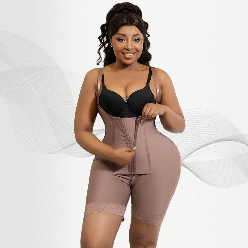 Post-Op 2-in-1 Waist Cincher & Faja Brown Medical Compression Shapewear Shorts