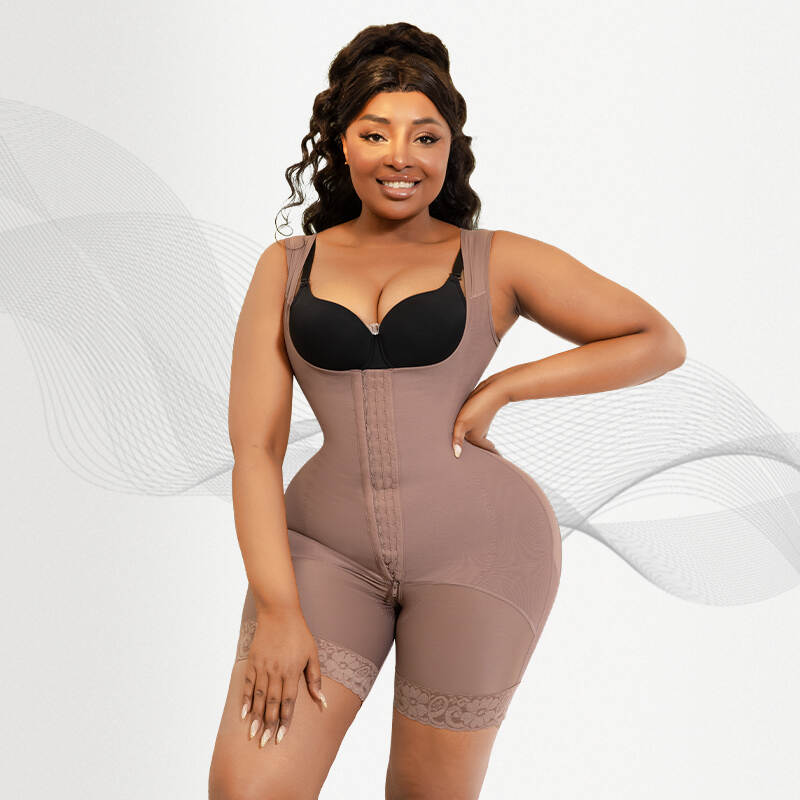 Brown Medical Compression Faja Shapewear | 6 Steel Bones & 360° Lipo Recovery for Stage I Post-Op